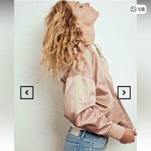 Neuw Women's Blush Satin Bomber Jacket
